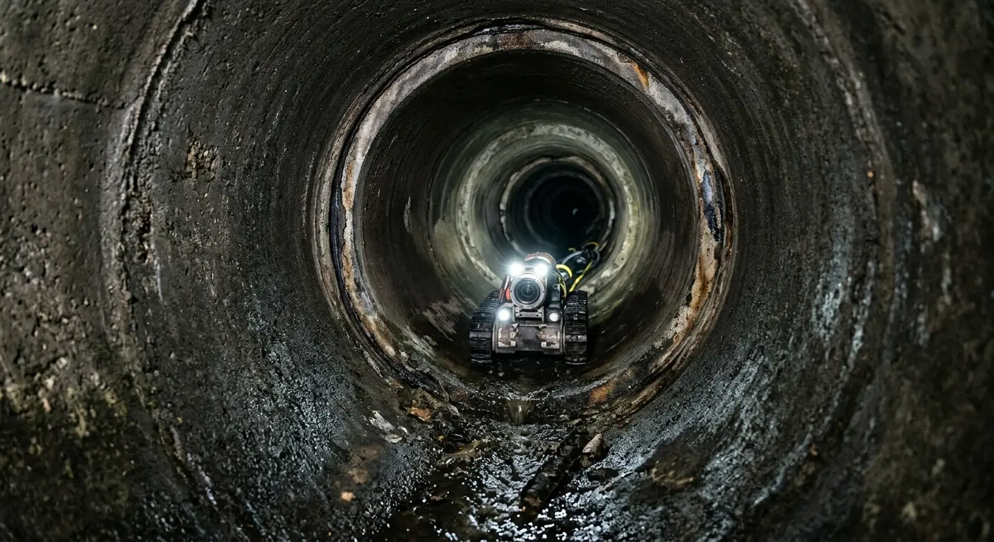 Robotic sewer camera inspecting pipe interior for Sewer Line Repair in Milliken